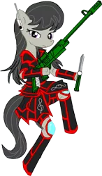 Size: 1028x1766 | Tagged: safe, alternate version, artist:avchonline, derpibooru import, octavia melody, anthro, earth pony, unguligrade anthro, armor, crossover, female, gun, knife, simple background, solo, starcraft 2, transparent background, weapon