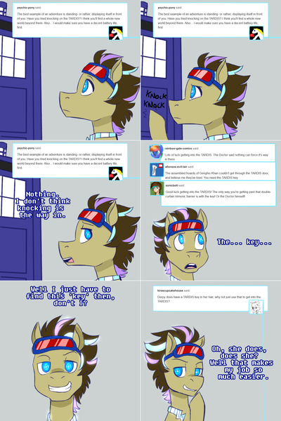 Size: 1502x2254 | Tagged: safe, artist:jitterbugjive, derpibooru import, doctor whooves, time turner, oc, oc:neosurgeon, pony, lovestruck derpy, doctor who, solo, tardis