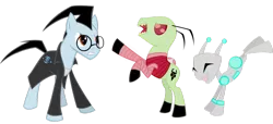 Size: 1024x468 | Tagged: safe, artist:la-oscura-principe, derpibooru import, ponified, alien, alien pony, earth pony, pony, robot, robot pony, dib membrane, gir, invader zim, nickelodeon