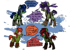 Size: 3467x2441 | Tagged: safe, artist:lupus-miles, derpibooru import, ponified, pony, dialogue, donatello, leonardo, michelangelo, raphael, teenage mutant ninja turtles