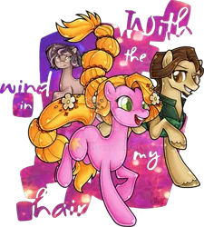 Size: 847x943 | Tagged: safe, artist:ulfruna, derpibooru import, ponified, pony, cassandra, flynn rider, rapunzel, tangled (disney)