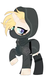 Size: 973x1633 | Tagged: safe, artist:caramelushy, artist:celestial-rue0w0, derpibooru import, oc, oc:dirty bits, unofficial characters only, pony, unicorn, base used, boots, broken horn, cloak, clothes, commission, female, freckles, heterochromia, hood, horn, mare, scar, shoes, simple background, solo, transparent background