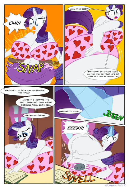 Size: 1890x2730 | Tagged: questionable, artist:necrofeline, derpibooru import, rarity, anthro, unicorn, comic:the booty trap 3, series:the booty trap, ass, big breasts, bra, breast expansion, breasts, busty rarity, butt, butt expansion, clothes, comic, curvy, female, growth, heart, heart print underwear, hourglass figure, huge breasts, huge butt, hyper, hyper breasts, impossibly large breasts, large butt, nipples, nudity, panties, partial nudity, rearity, solo, solo female, underwear, wardrobe malfunction, wide hips