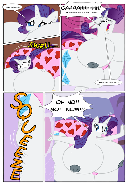 Size: 1890x2730 | Tagged: questionable, artist:necrofeline, derpibooru import, rarity, anthro, unicorn, comic:the booty trap 3, series:the booty trap, big breasts, breasts, butt, butt expansion, clothes, comic, female, growth, heart, heart print underwear, huge breasts, huge butt, hyper, hyper breasts, hyper butt, impossibly large breasts, impossibly large butt, impossibly large thighs, impossibly wide hips, large butt, nipples, nudity, panties, partial nudity, solo, solo female, stuck, thighs, thunder thighs, topless, underwear, wide hips