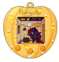 Size: 193x203 | Tagged: safe, artist:nekoremilia1, derpibooru import, oc, oc:night coder, unofficial characters only, pegasus, pony, animated, blinking, brewing, cauldron, clock, commission, cute, female, gif, halloween, holiday, jack-o-lantern, mare, pixel art, ponygochi, pumpkin, solo, tamagotchi, toy, wings, ych result