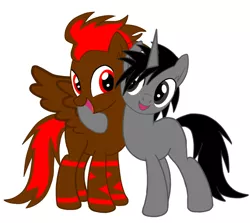 Size: 946x845 | Tagged: safe, artist:ruchiyoto, derpibooru import, oc, oc:black cross, oc:tootsie4ever, pegasus, pony, unicorn, base used, shipping