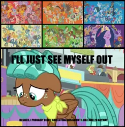 Size: 1134x1154 | Tagged: safe, derpibooru import, edit, edited screencap, screencap, angel bunny, apple bloom, autumn blaze, babs seed, berry punch, berryshine, big macintosh, bon bon, bow hothoof, braeburn, bright mac, burnt oak, capper dapperpaws, cheerilee, cheese sandwich, cherry jubilee, clear sky, cloudy quartz, coco pommel, coloratura, daring do, derpy hooves, diamond tiara, discord, flam, flash magnus, flash sentry, flim, gabby, gallus, garble, hoity toity, igneous rock pie, iron will, limestone pie, little strongheart, lyra heartstrings, marble pie, matilda, maud pie, mayor mare, meadowbrook, mistmane, moondancer, night glider, nurse redheart, ocellus, owlowiscious, pear butter, pipsqueak, plaid stripes, posey shy, pound cake, princess ember, pumpkin cake, rockhoof, roseluck, rumble, saffron masala, sandbar, sassy saddles, scootaloo, silver spoon, silverstream, sky stinger, smolder, snails, snips, somnambula, spitfire, spur, star swirl the bearded, starlight glimmer, stygian, sugar belle, sunburst, sunset shimmer, sweetie belle, sweetie drops, tank, thunderlane, tree hugger, trouble shoes, twilight sparkle, twilight sparkle (alicorn), twist, vapor trail, wind sprint, windy whistles, winona, yona, zephyr breeze, zippoorwhill, alicorn, breezie, pony, growing up is hard to do, my little pony: the movie, the last problem, cake twins, caption, cutie mark crusaders, everycreature, everypony, flim flam brothers, image macro, pillars of equestria, siblings, student six, text, they forgot about me, twins, walking away, wall of tags