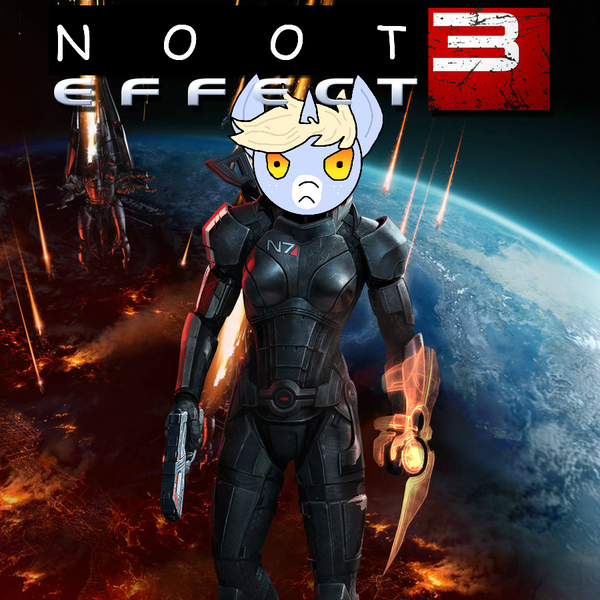 Size: 900x900 | Tagged: safe, artist:dazzlingflash, derpibooru import, oc, oc:nootaz, unofficial characters only, anthro, unicorn, angry, armor, earth, gradient eyes, gun, mass effect, mass effect 3, meme, n7 day, nootvember, nootvember 2019, omni-blade, omni-tool, reapers, weapon