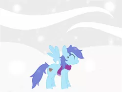 Size: 2384x1805 | Tagged: safe, artist:oceanbreezebrony, derpibooru import, blue october, blueberry muffin, pegasus, pony, clothes, female, mare, scarf, snow, solo