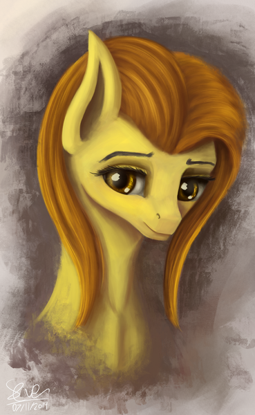 Size: 2330x3784 | Tagged: safe, artist:seven9988, derpibooru import, oc, oc:golden star, unofficial characters only, earth pony, pony, bust, commission, digital art, digital painting, female, mare, portrait, signature, solo, yellow eyes