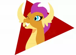 Size: 1886x1358 | Tagged: artist:shooting star, artist:star_drawings, bust, derpibooru import, dragon, grin, horn, lineless, one eye closed, portrait, safe, simple background, simple shading, smiling, smirk, smolder, solo, vector, wink, winking out
