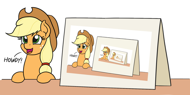 Size: 1800x900 | Tagged: safe, artist:horseinduceddelirium, artist:mkogwheel, artist:nightwalkerwof, derpibooru import, edit, applejack, pony, applejack's sign, cowboy hat, droste effect, hat, inception, meme, recursion, sign, this meme escalated quickly