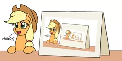 Size: 1800x900 | Tagged: safe, artist:horseinduceddelirium, artist:mkogwheel, artist:nightwalkerwof, derpibooru import, edit, applejack, pony, applejack's sign, cowboy hat, droste effect, hat, inception, meme, recursion, sign, this meme escalated quickly