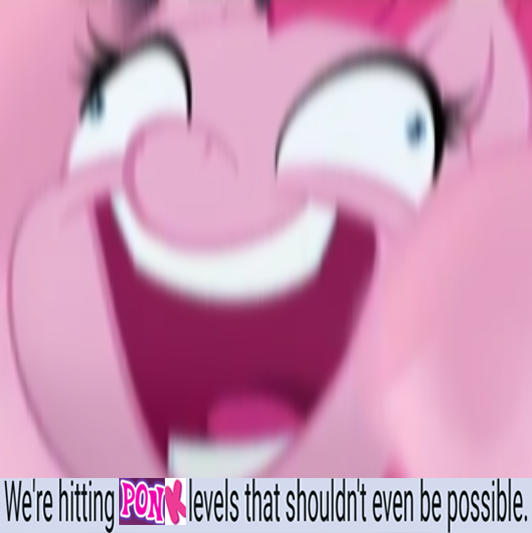 Size: 532x533 | Tagged: safe, derpibooru import, edit, edited screencap, screencap, pinkie pie, earth pony, pony, my little pony: the movie, blurry, caption, close-up, cropped, expand dong, exploitable meme, female, image macro, insanity, mare, meme, motion blur, open mouth, ponk, reaction image, solo, text