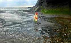 Size: 2048x1242 | Tagged: artist:hihin1993, autumn blaze, beach, derpibooru import, irl, japan, ocean, photo, plushie, safe, scenery, solo, water