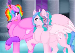 Size: 1327x950 | Tagged: safe, artist:cynderthedragon5768, derpibooru import, oc, alicorn, pony, alicorn oc, artwork, eye clipping through hair, female, horn, mare, multicolored hair, next generation, original art, rainbow hair, wings