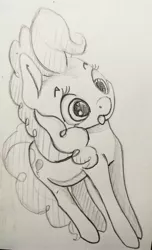 Size: 2326x3838 | Tagged: safe, artist:ponsce, derpibooru import, pinkie pie, earth pony, pony, :p, female, mare, monochrome, solo, tongue out, traditional art