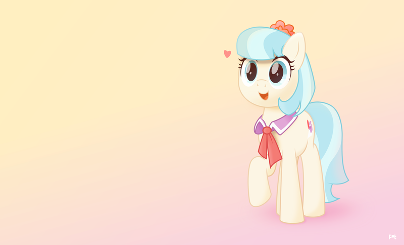 Size: 8700x5281 | Tagged: safe, artist:potato22, derpibooru import, coco pommel, earth pony, pony, absurd resolution, female, filter, gradient background, heart, mare, smiling, solo, vector