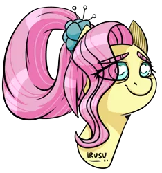 Size: 1315x1406 | Tagged: safe, artist:lrusu, derpibooru import, fluttershy, pegasus, pony, the last problem, bust, eye clipping through hair, female, mare, older, older fluttershy, portrait, simple background, smiling, solo, three quarter view, transparent background