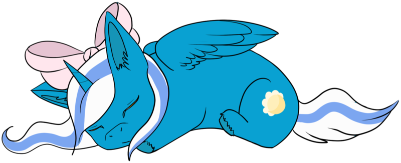 Size: 1280x522 | Tagged: safe, artist:leavay, derpibooru import, oc, oc:fleurbelle, alicorn, pony, alicorn oc, bow, cute, eyes closed, female, hair bow, happy, horn, mare, simple background, sleeping, sleepy, transparent background, wings