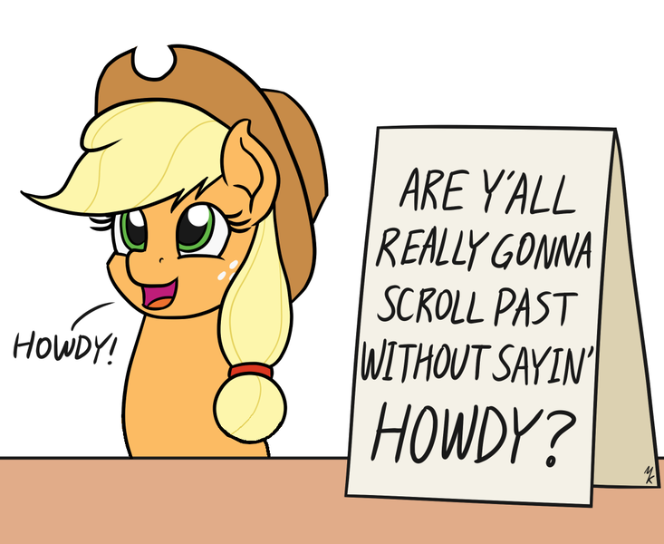 Size: 1100x900 | Tagged: safe, artist:mkogwheel, derpibooru import, edit, applejack, earth pony, pony, worm, worm pony, applejack's sign, appleworm, cowboy hat, female, hat, howdy, limbless, mare, meme, sign, y'all