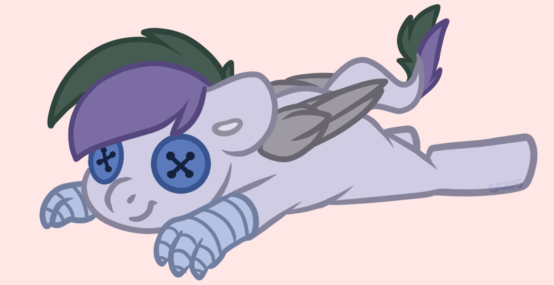 Size: 1315x675 | Tagged: safe, artist:spoopygander, derpibooru import, oc, oc:vintage collection, hippogriff, button, button eyes, chibi, claws, cute, grabby boi, leonine tail, male, multicolored hair, solo, wings