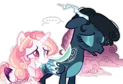 Size: 1187x816 | Tagged: safe, artist:manella-art, derpibooru import, oc, oc:sunny moonlight, oc:vanessa moonstar, alicorn, dracony, dragon, hybrid, pony, interspecies offspring, magical lesbian spawn, offspring, parent:princess ember, parent:princess luna, parent:rainbow dash, parent:twilight sparkle, parents:twidash, simple background, transparent background