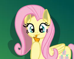 Size: 1024x809 | Tagged: safe, artist:platinumdrop, derpibooru import, fluttershy, pegasus, female, food, gradient background, mare, simple background, solo, tongue out, tortilla chips