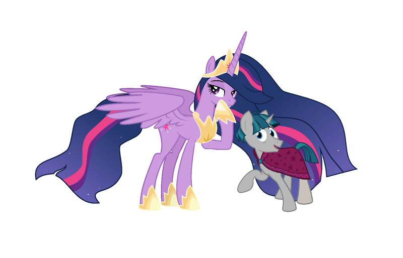 Size: 1712x1100 | Tagged: safe, derpibooru import, edit, editor:proto29, princess twilight 2.0, stygian, twilight sparkle, twilight sparkle (alicorn), alicorn, pony, unicorn, the last problem, duo, female, male, older, older twilight, shipping, simple background, stallion, straight, twigian, twiligian, white background, wings