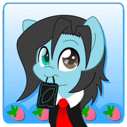 Size: 620x620 | Tagged: safe, artist:hungrysohma, derpibooru import, part of a set, oc, oc:card shuffler, unofficial characters only, earth pony, pony, animated, blushing, bust, clothes, commission, gif, heterochromia, hmph, loop, male, mouth hold, necktie, portrait, solo, stallion, ych result