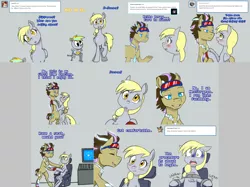 Size: 3006x2254 | Tagged: safe, artist:jitterbugjive, derpibooru import, derpy hooves, doctor whooves, time turner, oc, oc:neosurgeon, pony, robot, lovestruck derpy, bipedal, derp-i, this will end in death, this will end in tears, this will end in tears and/or death