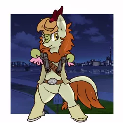 Size: 600x600 | Tagged: artist:kushina13, autumn blaze, bandolier, belt, belt buckle, bipedal, chaps, clothes, cowboy, cowboy hat, derpibooru import, female, gun, handgun, hat, hoof hold, jacket, kirin, mare, revolver, safe, solo, weapon