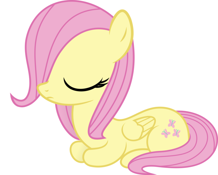 Size: 4500x3608 | Tagged: safe, artist:agrol, artist:slb94, derpibooru import, fluttershy, pegasus, pony, behaving like a cat, female, filly, filly fluttershy, ponyloaf, prone, simple background, sleeping, solo, transparent background, vector, younger