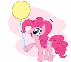 Size: 604x524 | Tagged: safe, artist:mahoxyshoujo, derpibooru import, ponibooru import, pinkie pie, earth pony, pony, abstract background, balloon, cute, diapinkes, female, looking at something, mare, open mouth, solo