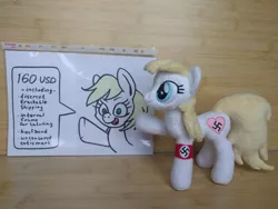 Size: 3467x2601 | Tagged: safe, artist:shindeeru, derpibooru import, oc, oc:aryanne, earth pony, pony, advertisement, aryan, aryan pony, blonde, costs real money, crack is cheaper, heil, nazi, nazipone, photo, plushie, swastika