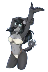 Size: 1119x1695 | Tagged: anthro, anthro oc, arm behind head, armpits, artist:blackblood-queen, bikini, breasts, clothes, commission, derpibooru import, diamond dog, diamond dog oc, digitigrade anthro, female, oc, safe, signature, simple background, solo, swimsuit, transparent background, unofficial characters only