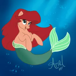 Size: 888x882 | Tagged: safe, artist:cluttercluster, derpibooru import, ponified, merpony, pony, ariel, the little mermaid