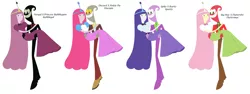 Size: 10288x3872 | Tagged: safe, derpibooru import, big macintosh, discord, fluttershy, pinkie pie, rarity, spike, adventure time, alternate color palette, cartoon network, discopie, female, fluttermac, husband and wife, male, nergal, princess bubblegum, shipping, sparity, straight, the grim adventures of billy and mandy