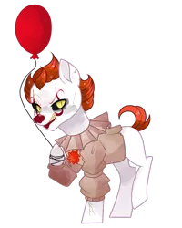 Size: 775x968 | Tagged: safe, artist:faryawolf, derpibooru import, ponified, pony, balloon, it, pennywise
