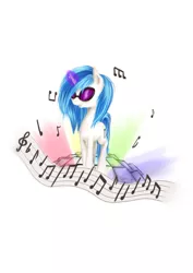 Size: 753x1062 | Tagged: safe, artist:sa-loony, derpibooru import, vinyl scratch, pony, music, music notes, notes, simple background, solo