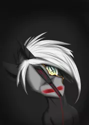 Size: 2200x3100 | Tagged: semi-grimdark, artist:observerdoz, derpibooru import, oc, oc:doz, unofficial characters only, pony, unicorn, blood, mask, solo