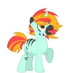 Size: 1300x1300 | Tagged: safe, artist:ponkus, derpibooru import, oc, oc:patch stripes, hybrid, unicorn, zebra, zebroid, zony, fallout equestria, base used, image, male, png, simple background, solo, stallion, transparent background, zony oc