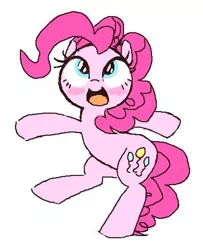 Size: 378x466 | Tagged: safe, artist:lemonspark, derpibooru import, pinkie pie, earth pony, pony, bipedal, blushing, cute, diapinkes, female, mare, open mouth, simple background, solo, white background