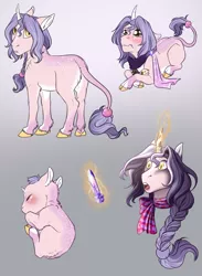 Size: 1369x1870 | Tagged: safe, artist:blackblood-queen, derpibooru import, oc, oc:clementine, unofficial characters only, pony, rabbit, unicorn, animal, baby, baby pony, digital art, glowing horn, horn, leonine tail, magic, offspring, pale belly, parent:oc:annie belle, parents:oc x oc