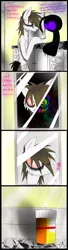 Size: 1200x4400 | Tagged: safe, artist:didun850, derpibooru import, oc, oc:chase, pony, shadow pony, comic:ask chase the pony, ask, bathroom, comic, confused, duality, eye clipping through hair, grin, heterochromia, insanity, male, mirror, pills, reflection, smiling, stallion, tumblr