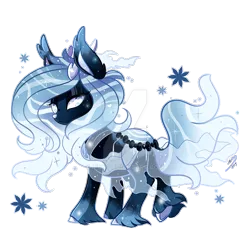 Size: 800x800 | Tagged: artist:ipun, deer, deer pony, derpibooru import, deviantart watermark, ethereal mane, female, hoof fluff, obtrusive watermark, oc, original species, pond pony, safe, simple background, solo, starry mane, transparent background, watermark