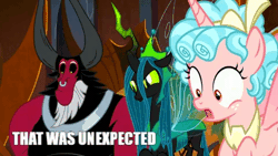 Size: 480x270 | Tagged: alicorn, animated, caption, changeling, changeling queen, cozy glow, derpibooru import, edit, edited screencap, female, gif, image macro, lord tirek, queen chrysalis, safe, screencap, text, the ending of the end