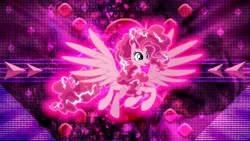 Size: 3840x2160 | Tagged: safe, artist:laszlvfx, artist:orin331, derpibooru import, edit, idw, pinkie pie, alicorn, pony, the ending of the end, spoiler:comic, spoiler:comic57, alicornified, female, macro, mare, pinkiecorn, princess of chaos, race swap, size difference, solo, species swap, wallpaper, wallpaper edit, xk-class end-of-the-world scenario