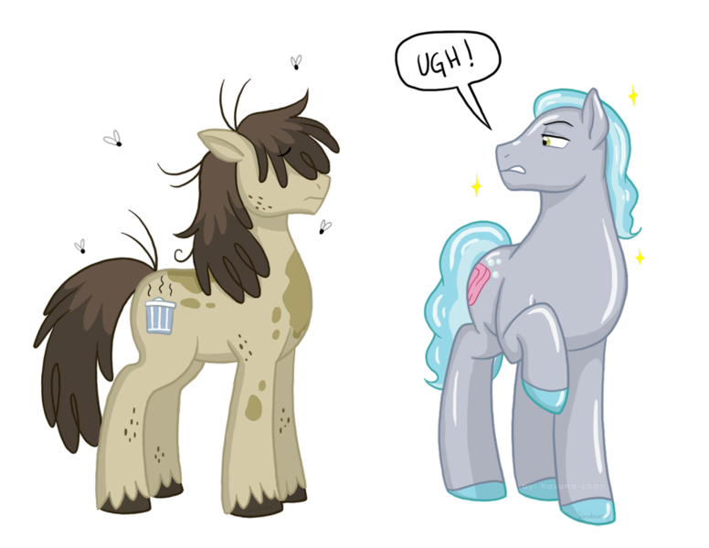 Size: 1016x786 | Tagged: safe, artist:hasana-chan, derpibooru import, squeaky clean, earth pony, pony, flies, pigpen