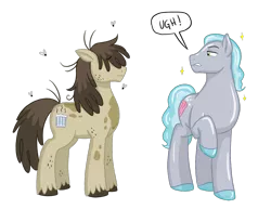 Size: 1016x786 | Tagged: safe, artist:hasana-chan, derpibooru import, squeaky clean, earth pony, pony, flies, pigpen